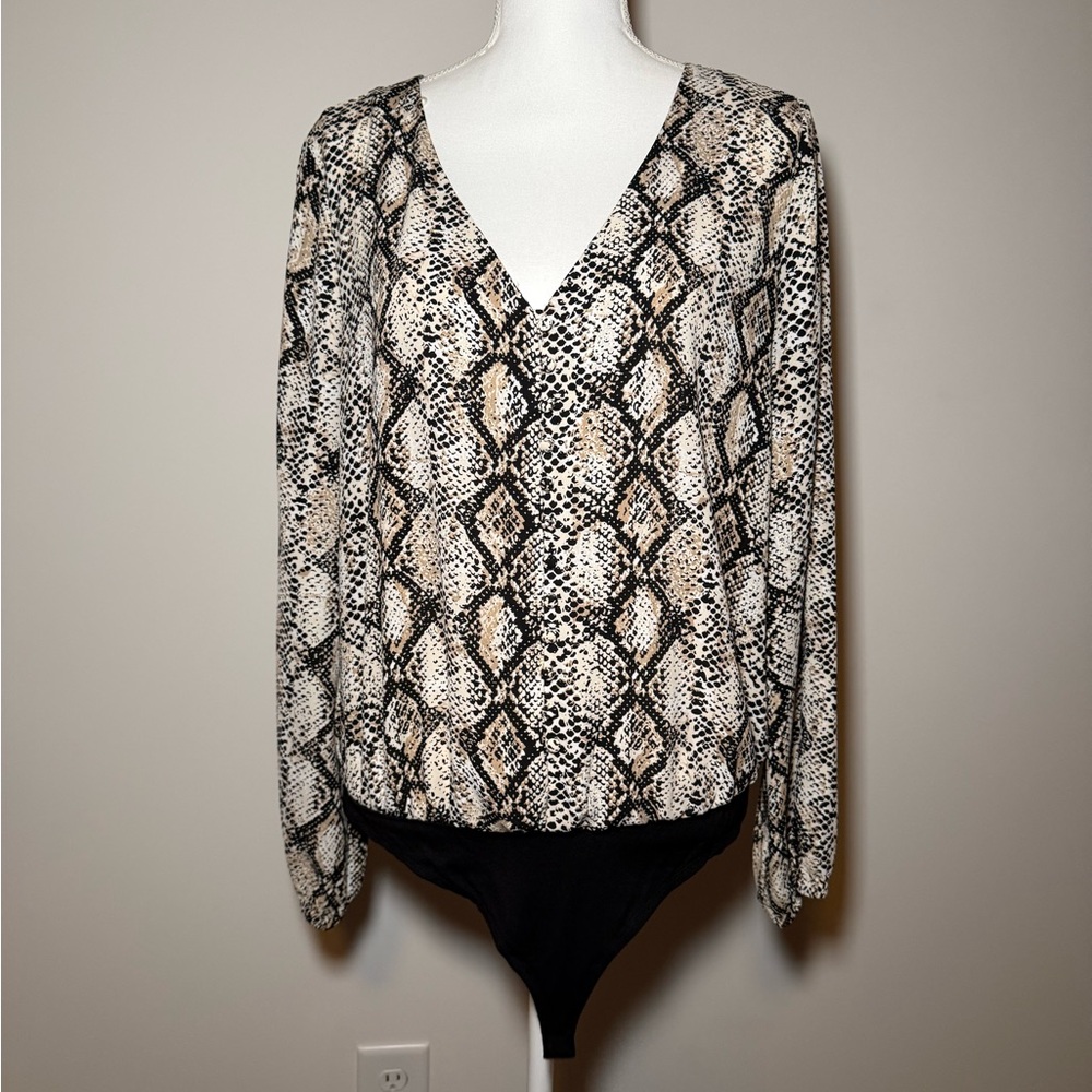 The Limited Black and Cream Snakeskin Bodysuit